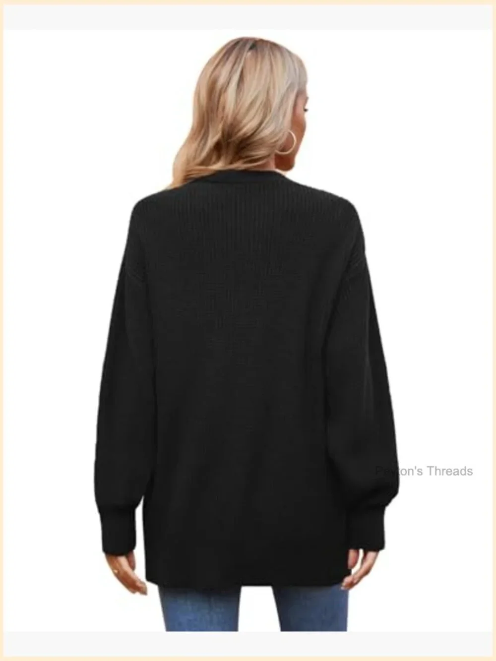 100% Cotton Oversized Cardigan Sweater with Pockets, Button Front